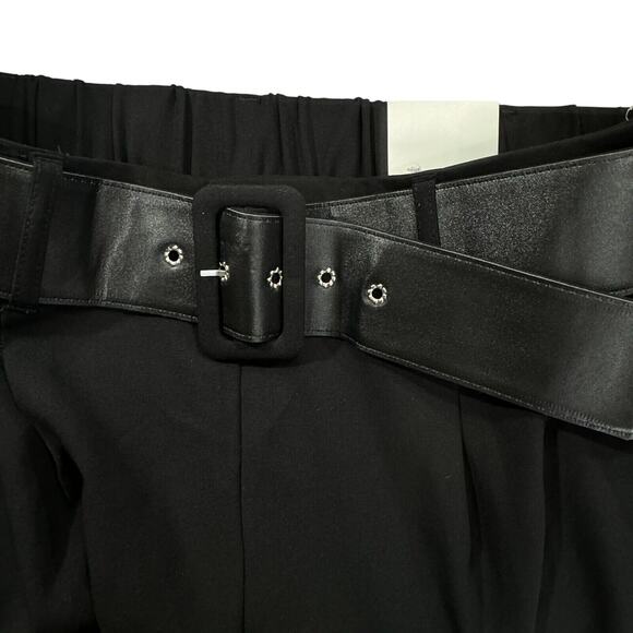 C by One Womens Black Belted Pull On Tapered Leg Elastic Waist Pants Size‎ Large - Picture 6 of 11